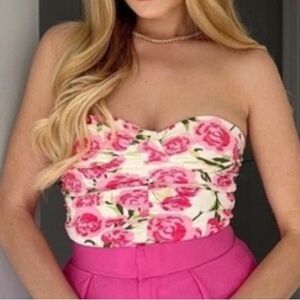 Zara Pink Floral Jumpsuit Wide-Leg Elegance